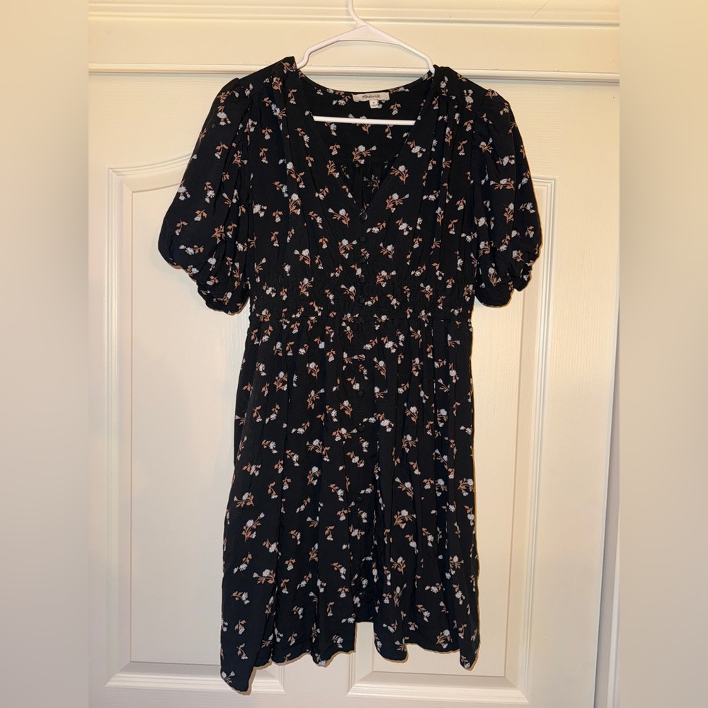 Madewell Challis Sophia Mini Dress in Woodland Floral black
